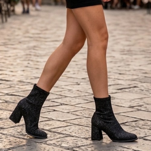 Mia black shimmer knit - shimmer, sock